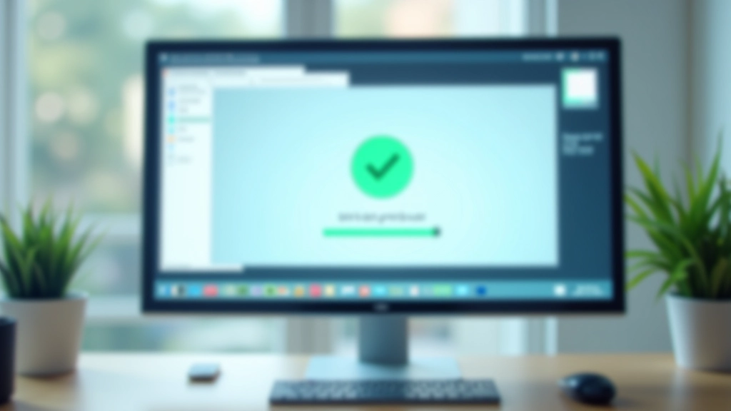 Computador com indicador de progresso durante instalação de software bem-sucedida