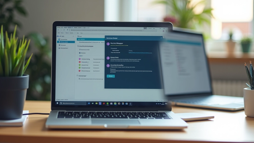 Notebook aberto com tela exibindo gerenciador de drivers atualizado em ambiente de trabalho